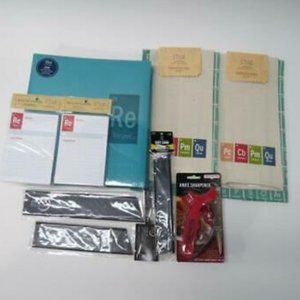 Kitchen Gift Set Recipe Binder Dish Towels Cards Knife Sharpener Guards 11 Piece